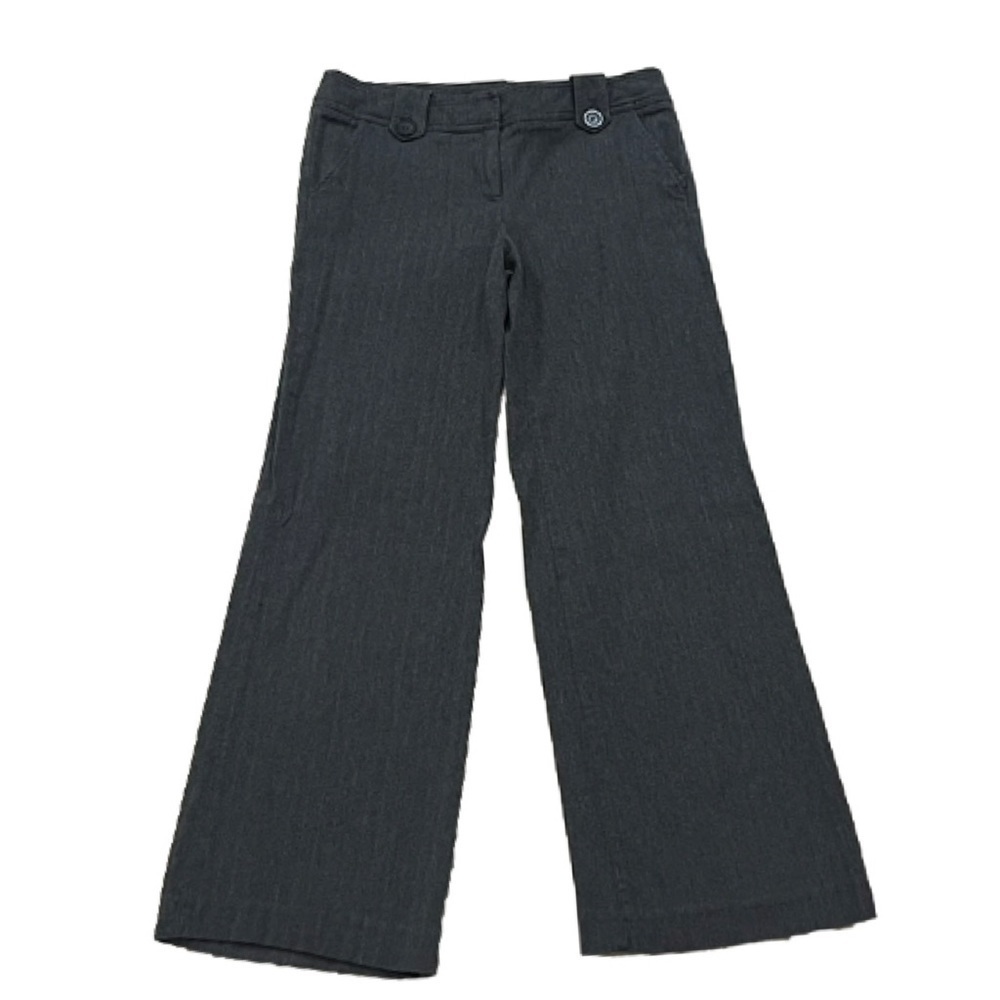 New York & Company Herringbone Wide Leg Trousers Dress Pants mid Rise Gray 6
